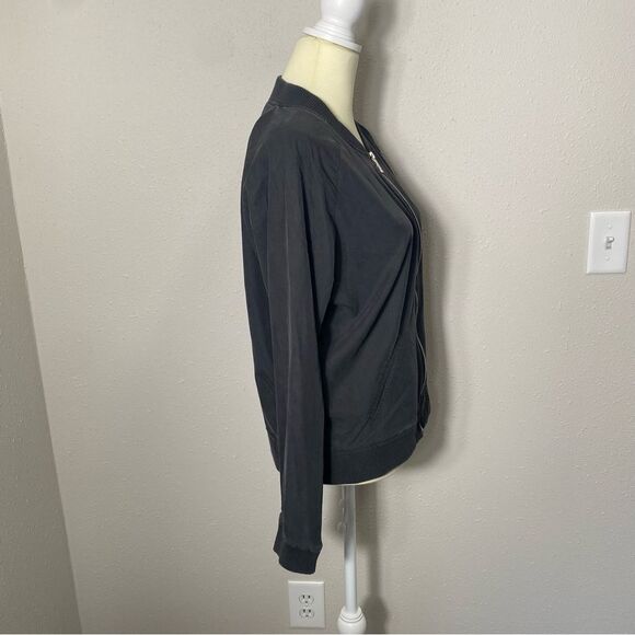 Outerwear Lyocell Lightweight Zipper Front Coat In Charcoal Gray Women's Size 10 - Picture 11 of 15